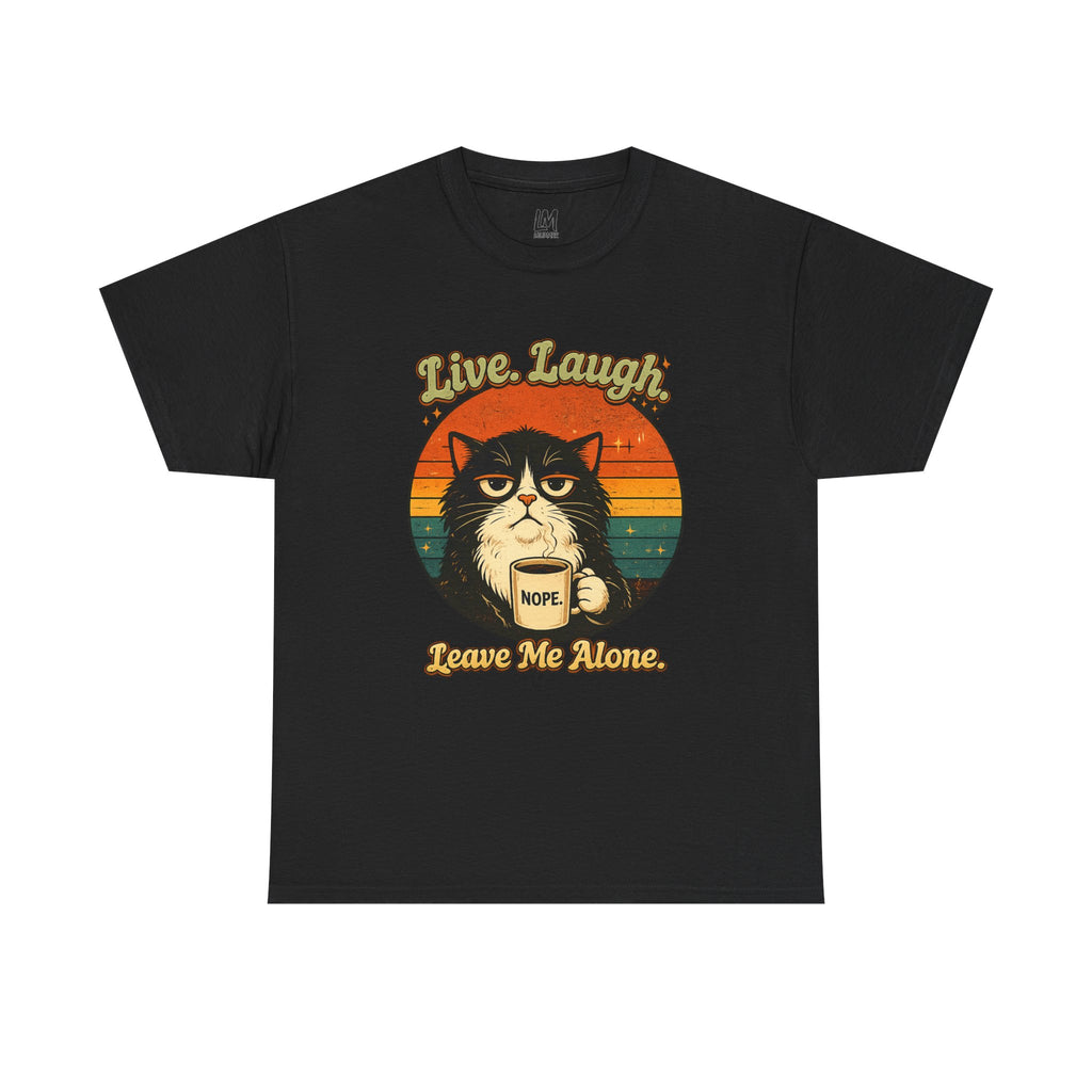 Cat T-Shirt — "Live, Laugh. Leave Me Alone." Retro Vintage Cat Mug Tee