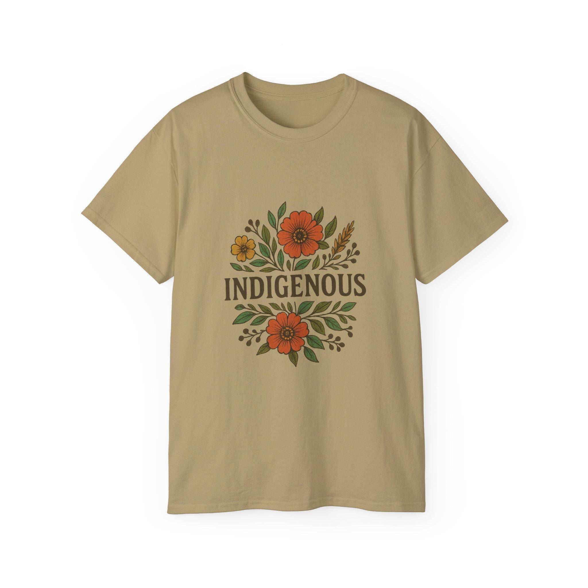 Indigenous Floral Unisex Tee - Eco-Friendly Shirt, Bohemian Style, Gift for Nature Lovers, Indigenous Rights Awareness, Everyday Wear