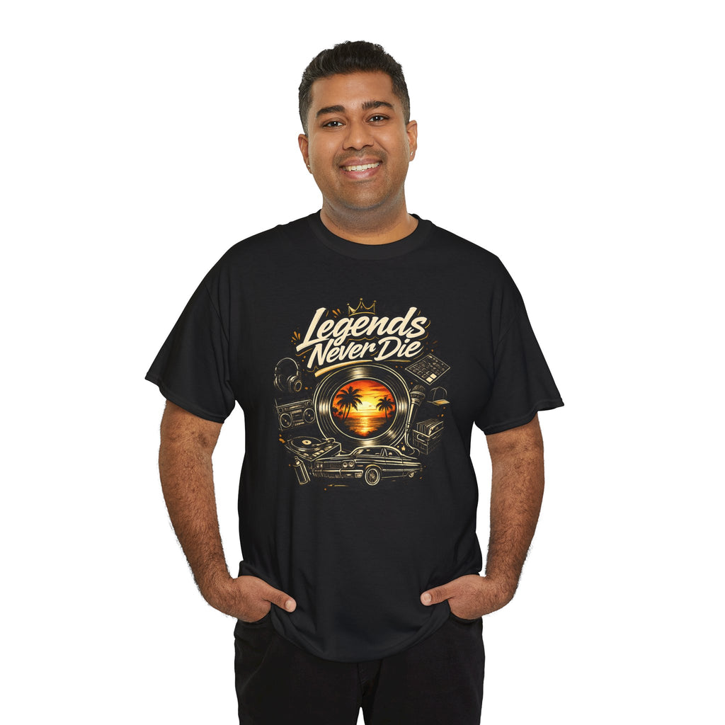 Legends Never Die Tee — Vintage Sunset Car Graphic T-Shirt