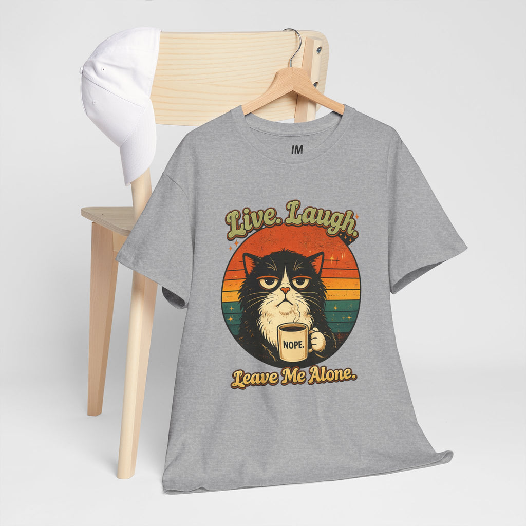 Cat T-Shirt — "Live, Laugh. Leave Me Alone." Retro Vintage Cat Mug Tee
