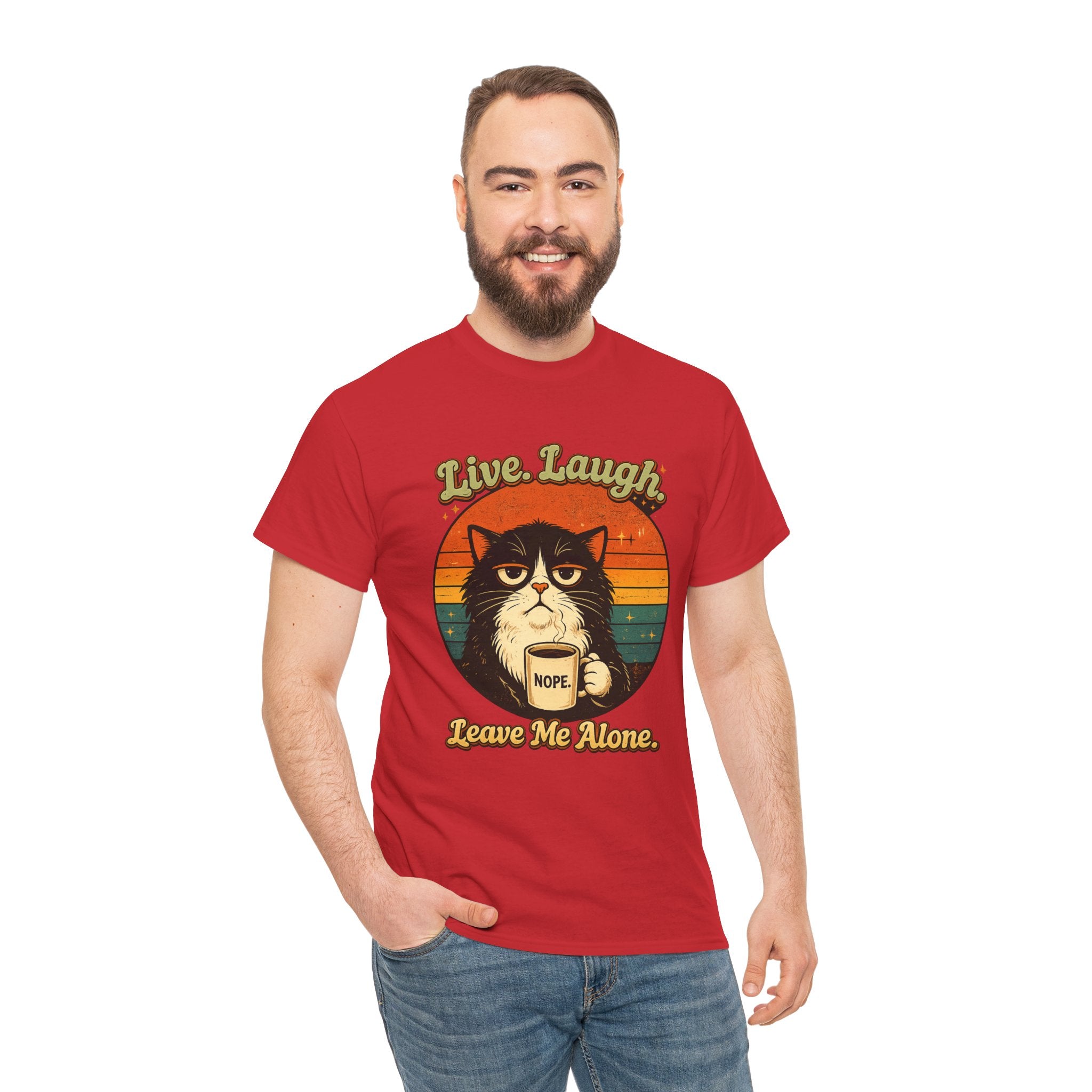 Cat T-Shirt — "Live, Laugh. Leave Me Alone." Retro Vintage Cat Mug Tee