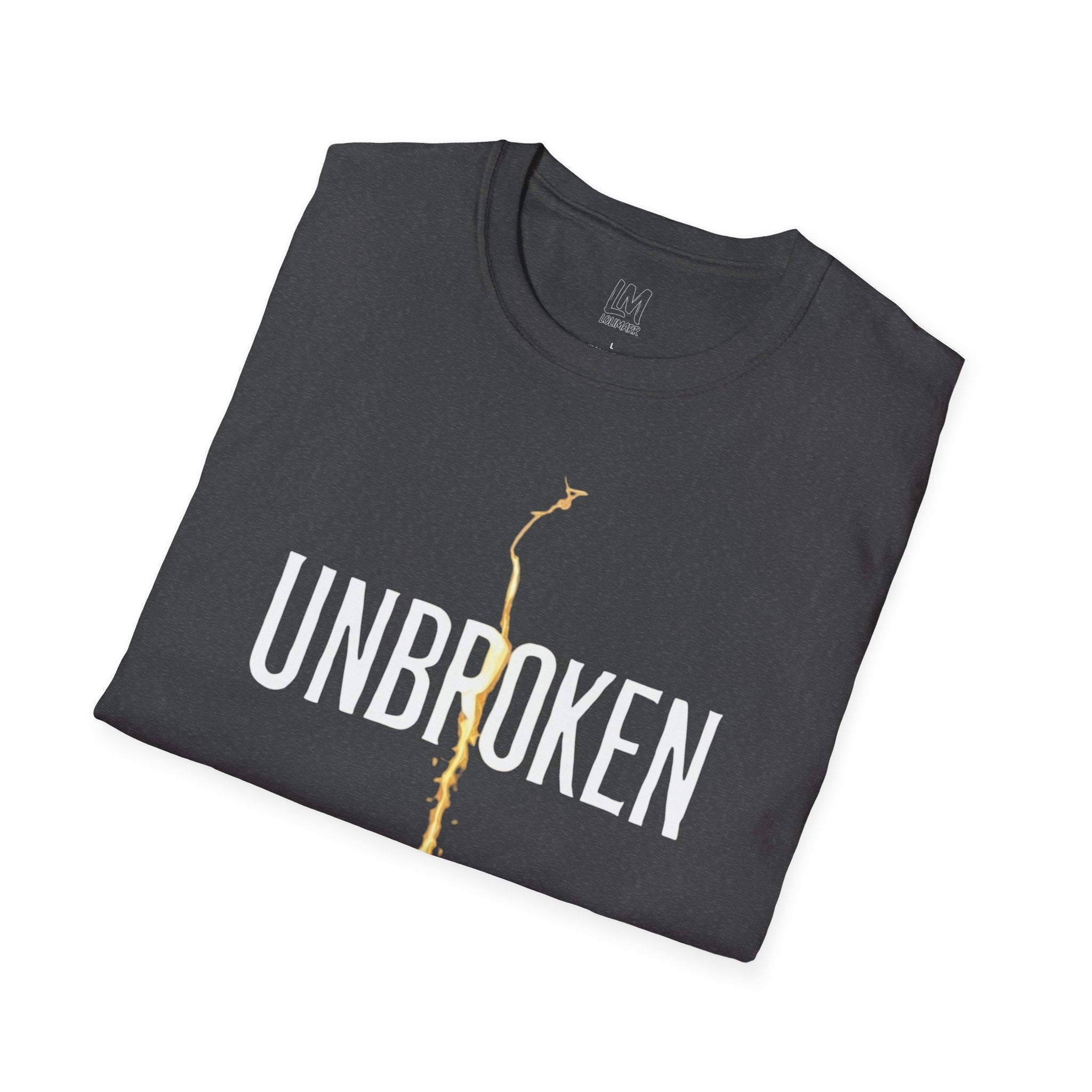 Unbroken Mended by Gold T-Shirt | Kintsugi Inspired Repair Art