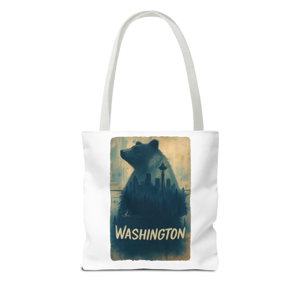 Washington Bear Skyline Tote Bag | Seattle Space Needle City Silhouette
