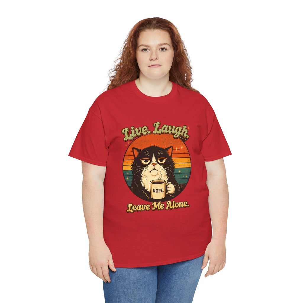 Cat T-Shirt — "Live, Laugh. Leave Me Alone." Retro Vintage Cat Mug Tee