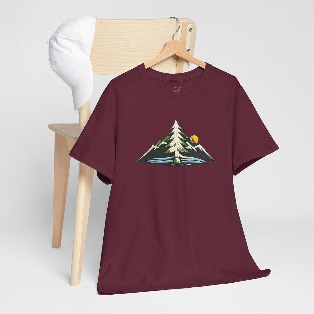 Pacific Northwest Mountain & Tree Tee — Minimal Nature Scenic Shirt