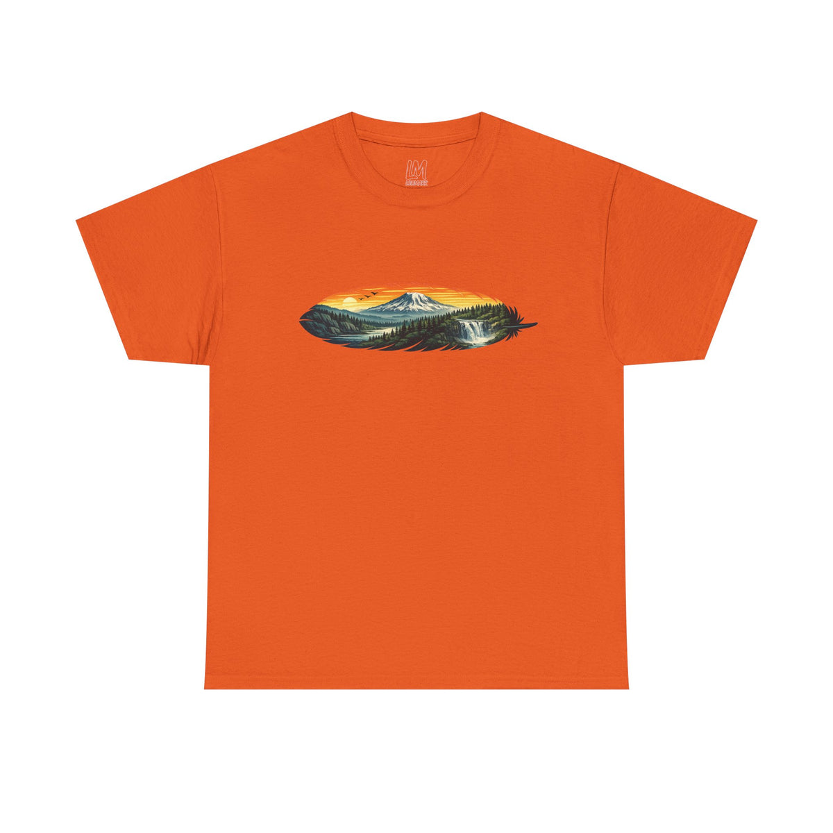 Mount Rainier & Snoqualmie Falls Sunset T-Shirt — Scenic Mountain Landscape Tee
