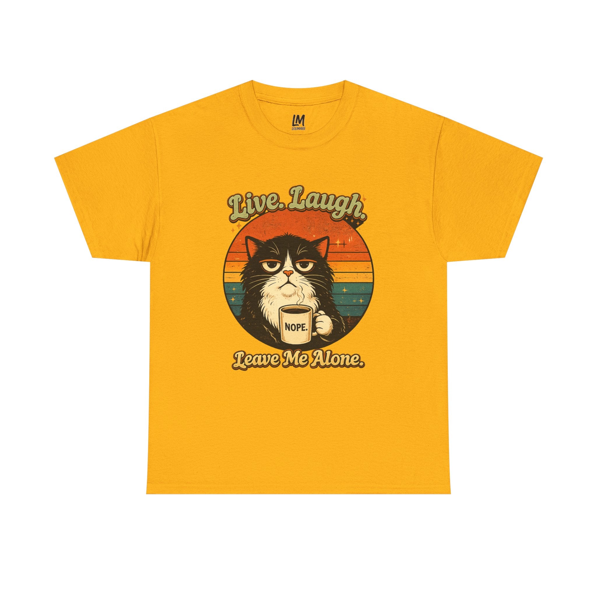 Cat T-Shirt — "Live, Laugh. Leave Me Alone." Retro Vintage Cat Mug Tee