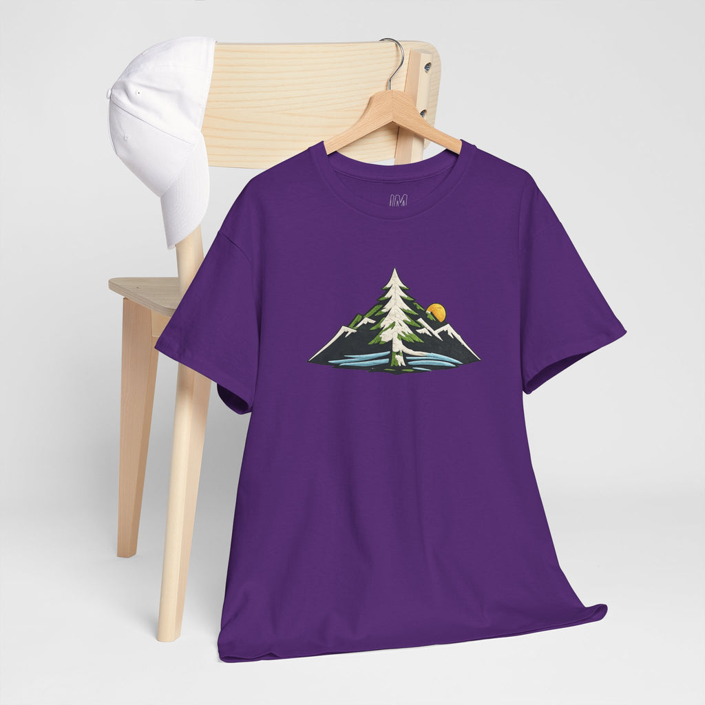 Pacific Northwest Mountain & Tree Tee — Minimal Nature Scenic Shirt