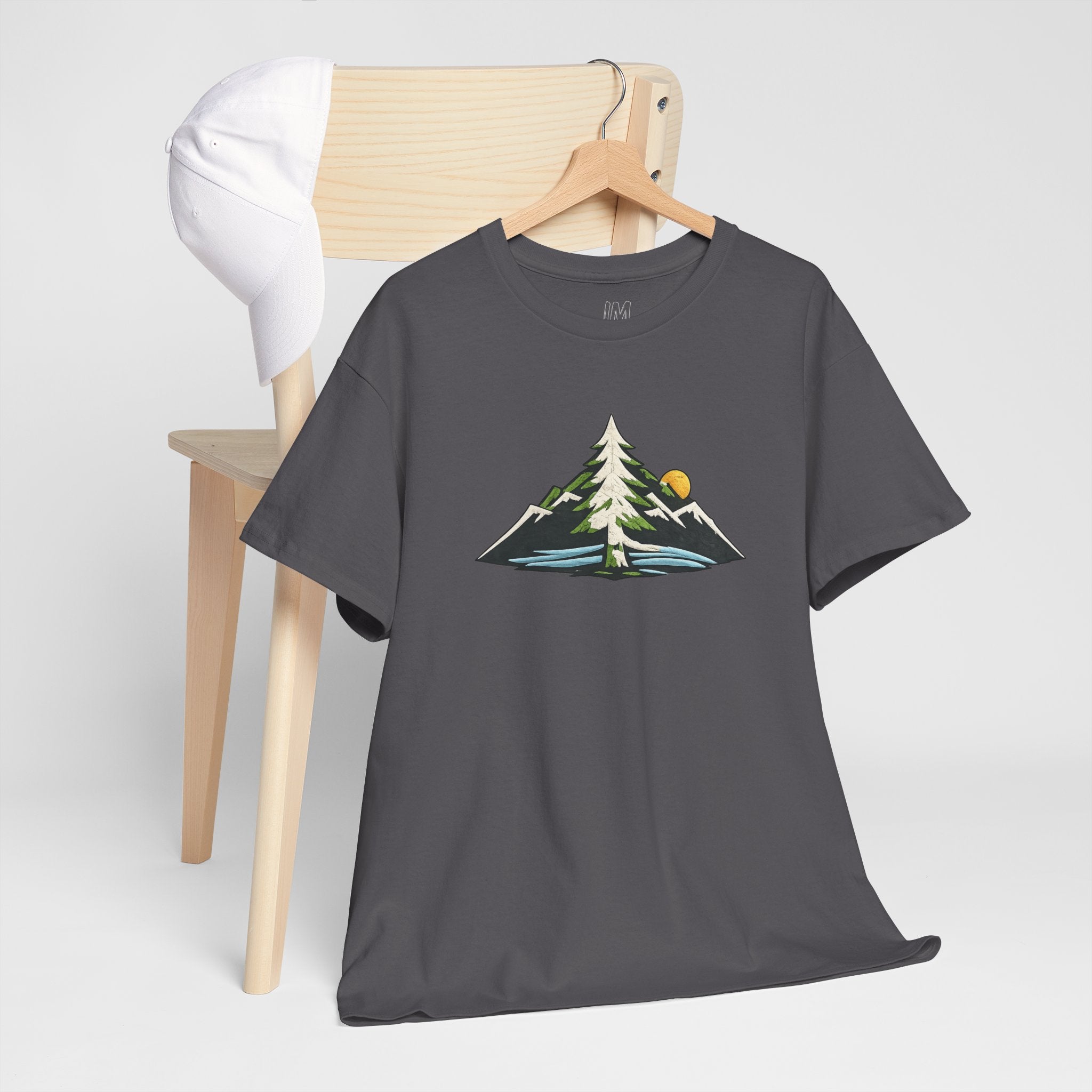 Pacific Northwest Mountain & Tree Tee — Minimal Nature Scenic Shirt