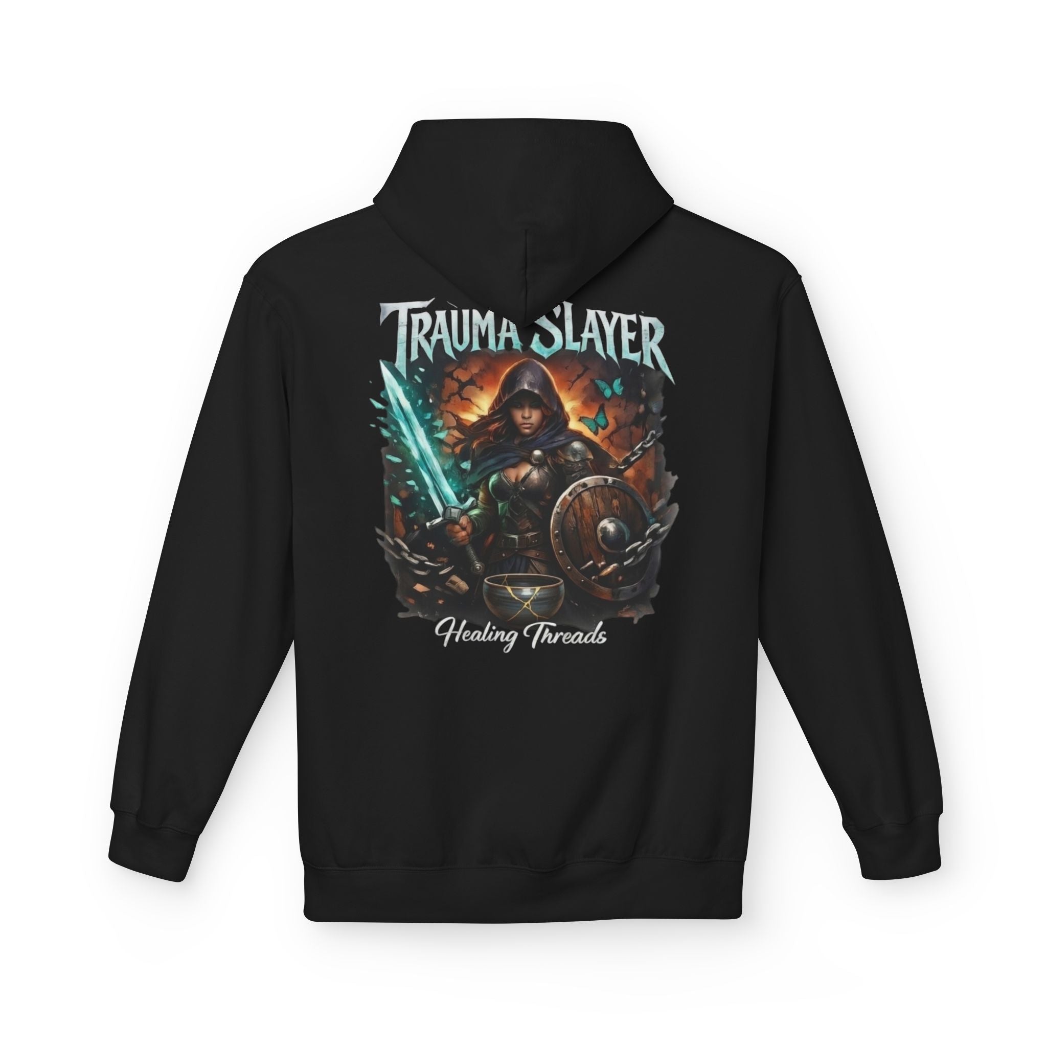 Trauma Slayer Hoodie | Healing Wounds Knight Shield Sword
