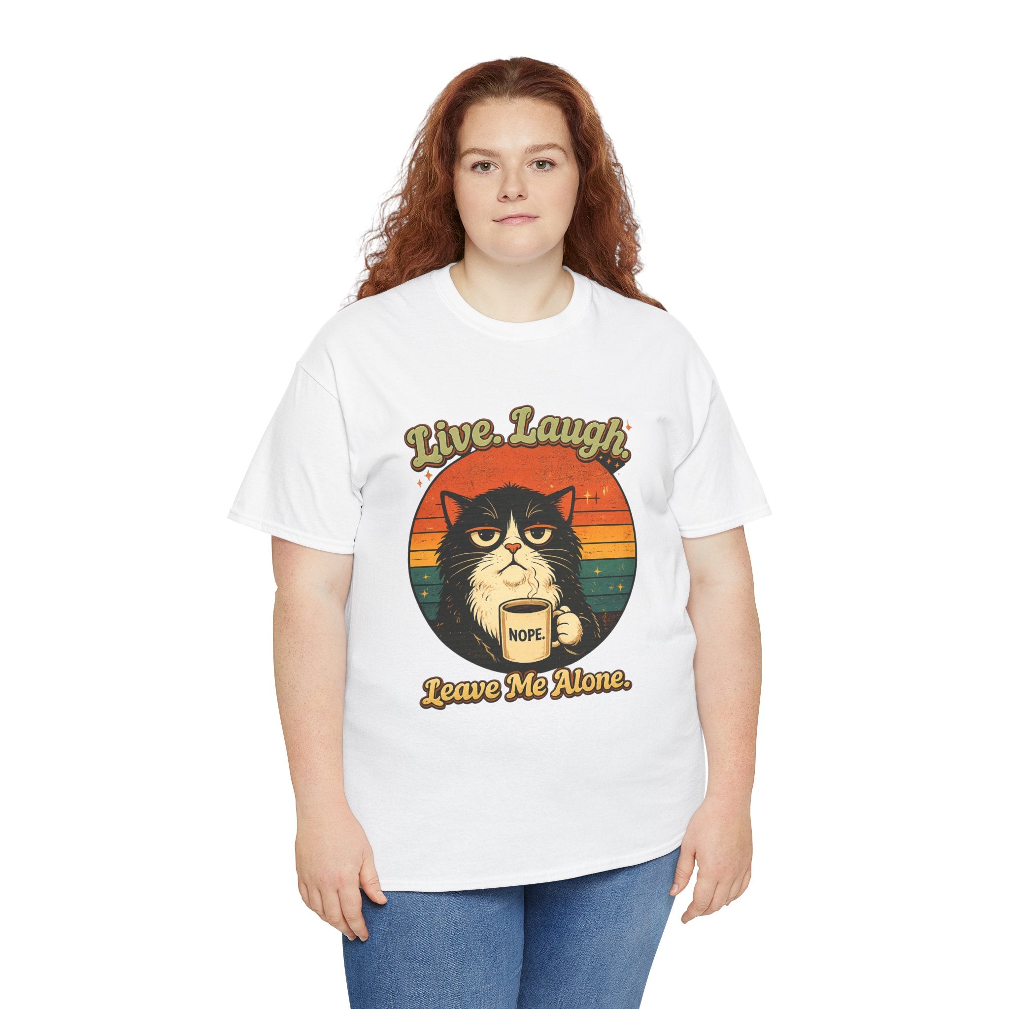 Cat T-Shirt — "Live, Laugh. Leave Me Alone." Retro Vintage Cat Mug Tee