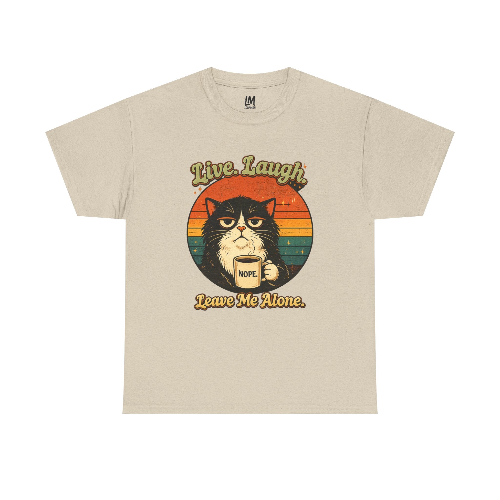 Cat T-Shirt — "Live, Laugh. Leave Me Alone." Retro Vintage Cat Mug Tee