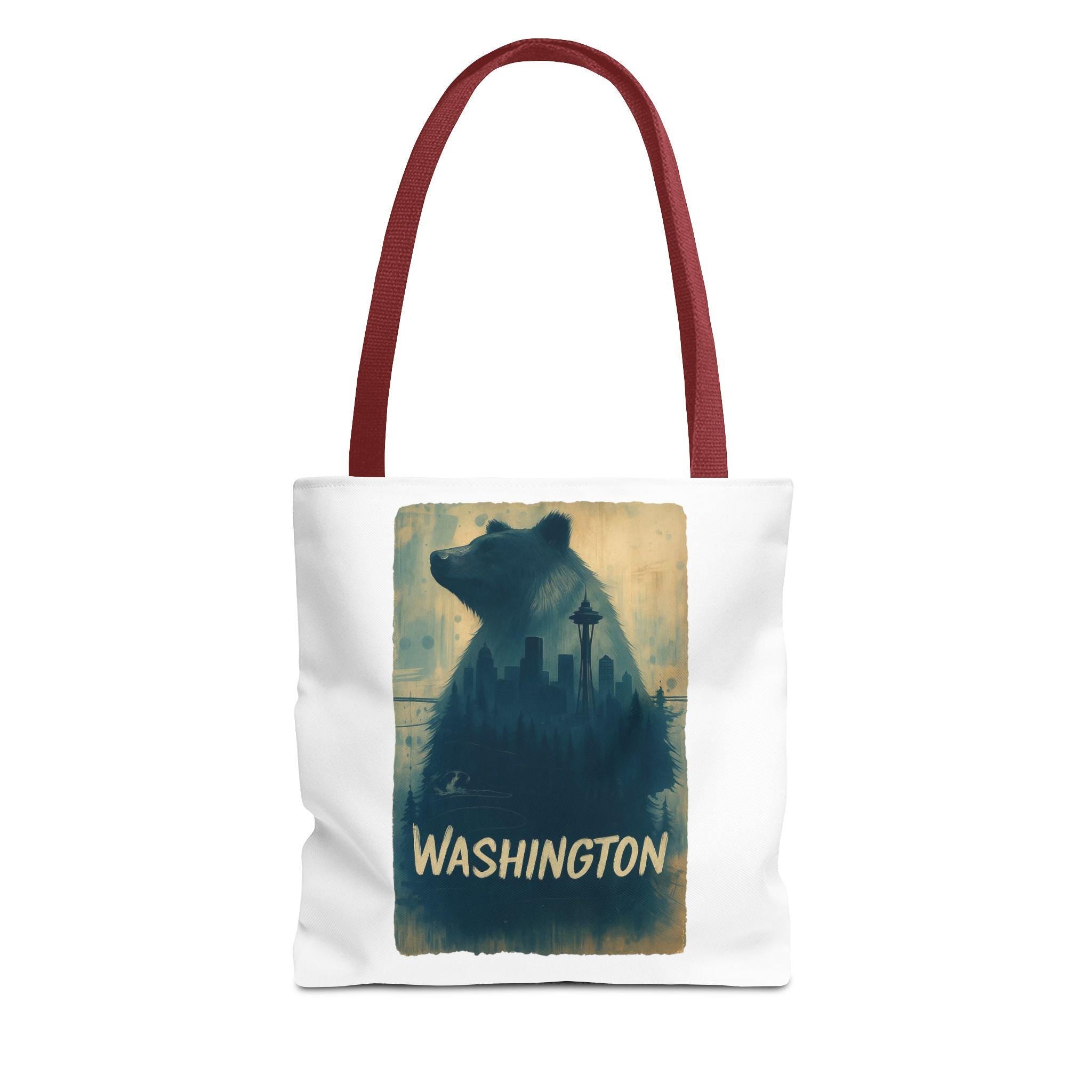 Washington Bear Skyline Tote Bag | Seattle Space Needle City Silhouette