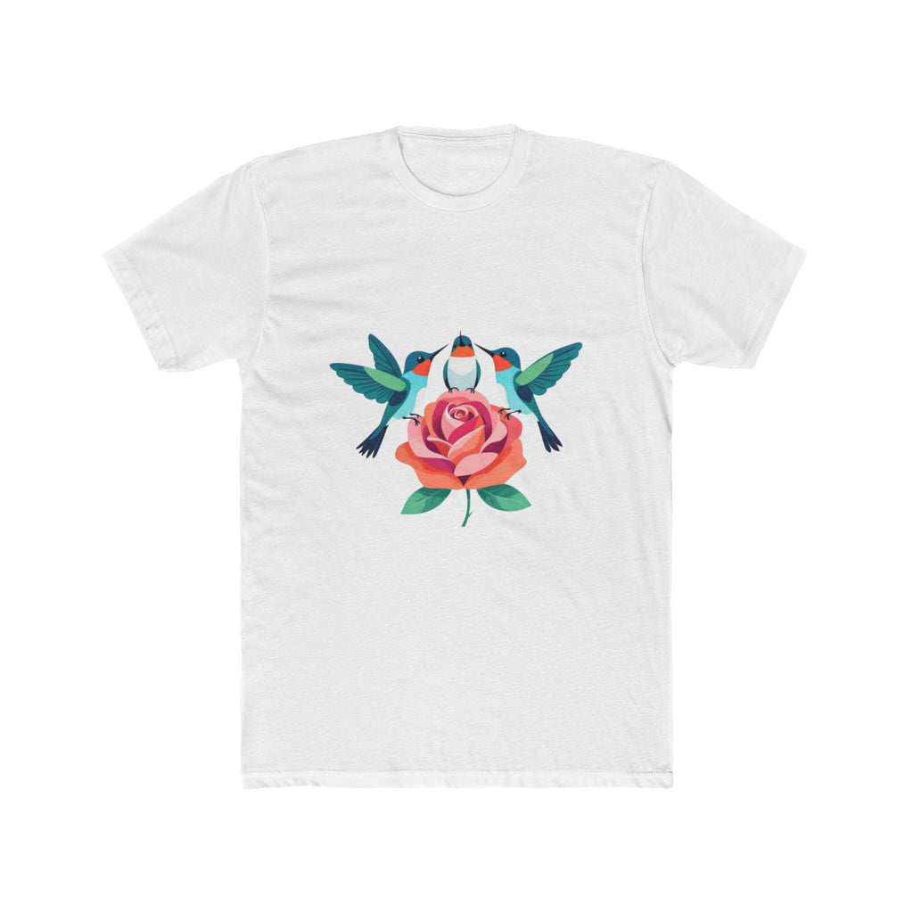 Hummingbirds with Rose T-Shirt | Floral Bird Illustration