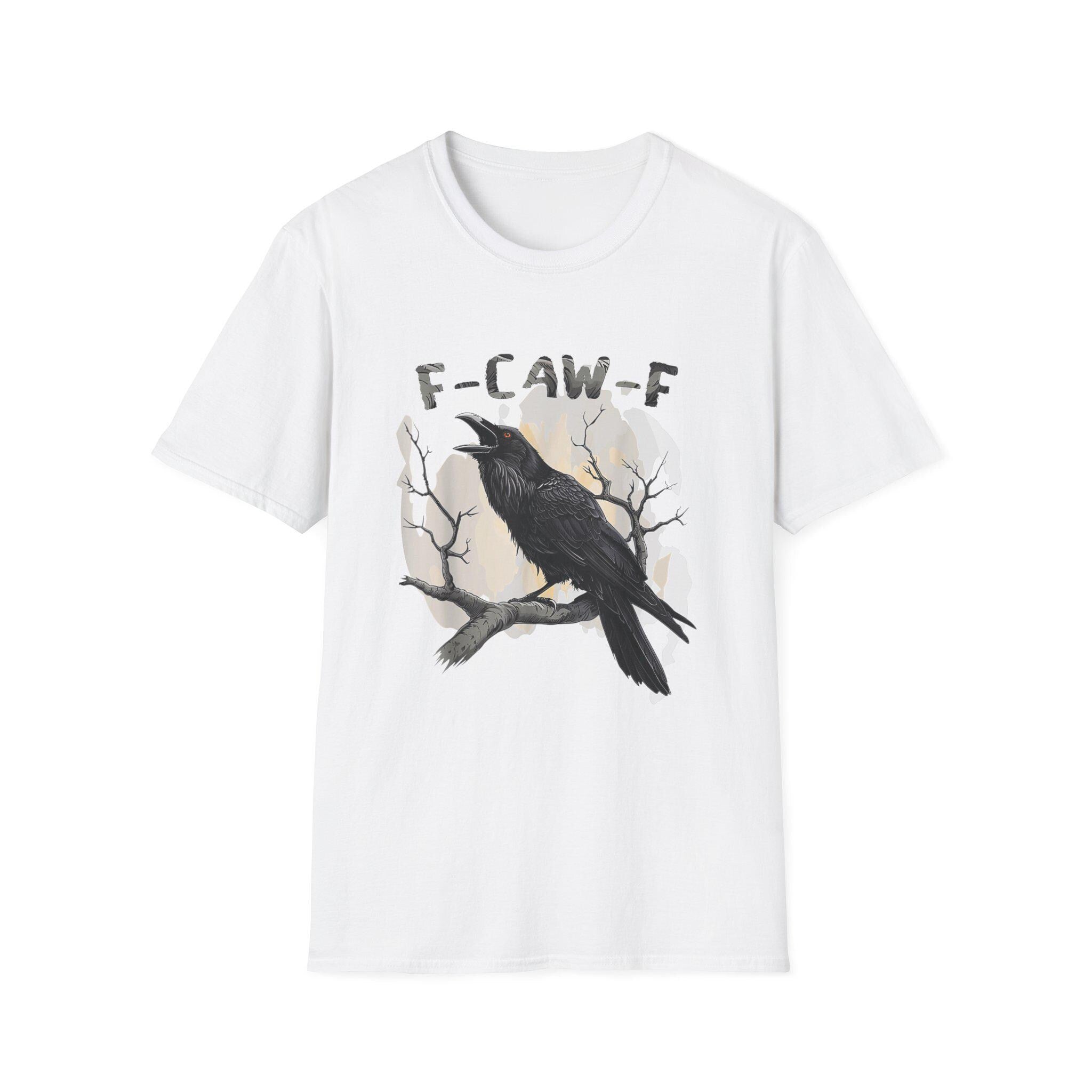 F-Caw-F Unisex Softstyle T-Shirt, Casual Wear, Bird Lovers Gift, Halloween Apparel, Funny Graphic Tee, Nature Enthusiast Shirt
