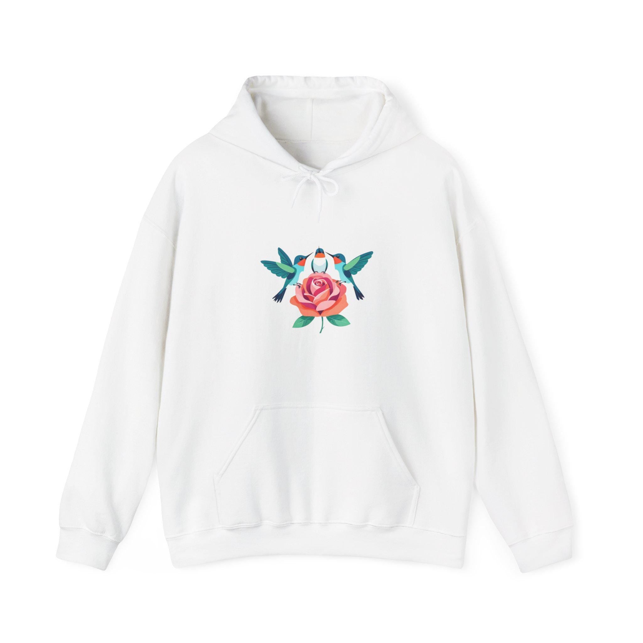 Rose and Hummingbirds Hoodie | Floral Bird Illustration