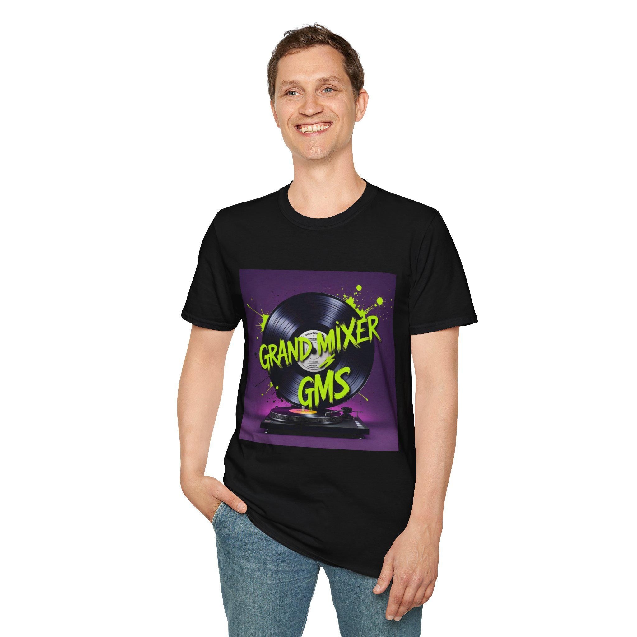 Grandmixer GMS T-Shirt, Unisex Music Tee, DJ Apparel, Vinyl Lover Gift, Retro Music Lover Shirt, Perfect for Concerts